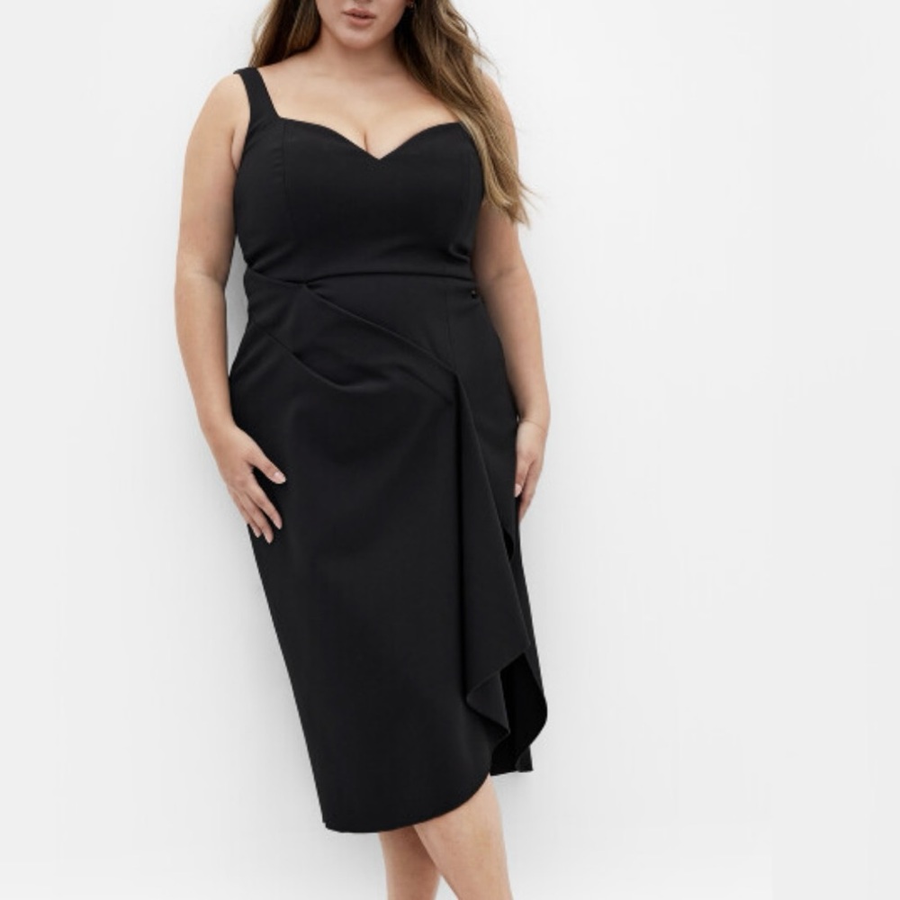 City Chic Womens Plus Sz 18 Caitlyn Dress Black NWT Sleeveless Sheath Sweetheart